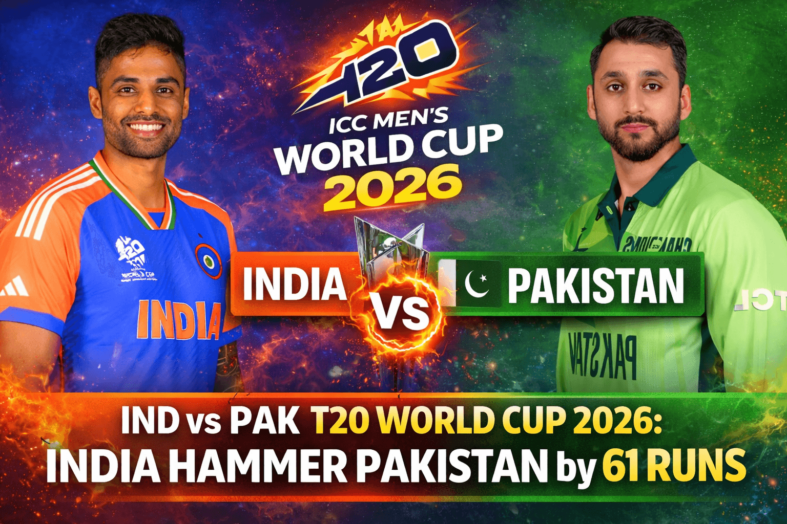 Ind vs Pak T20 World Cup 2026: India Hammer Pakistan by 61 Runs