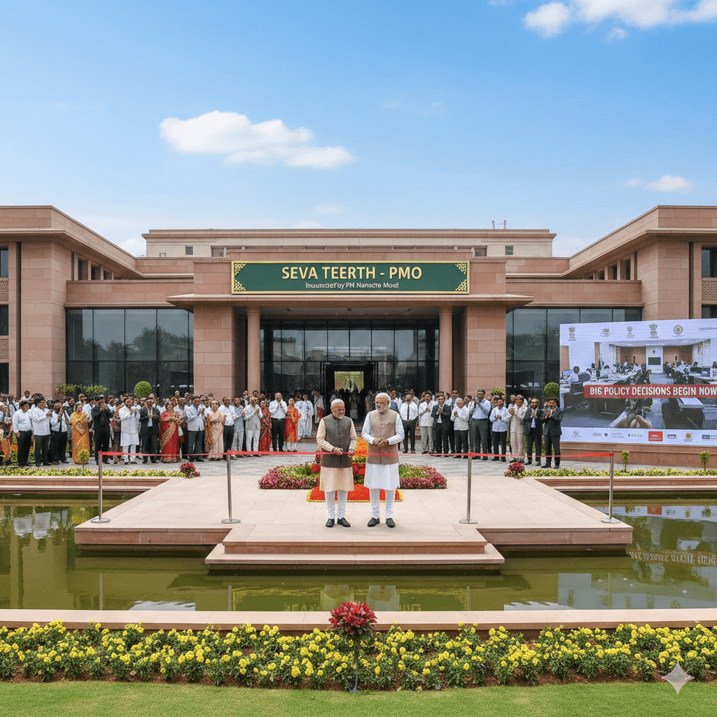 PM Modi Inaugurates New PMO ‘Seva Teerth’, Begins Work with Big Policy Decisions