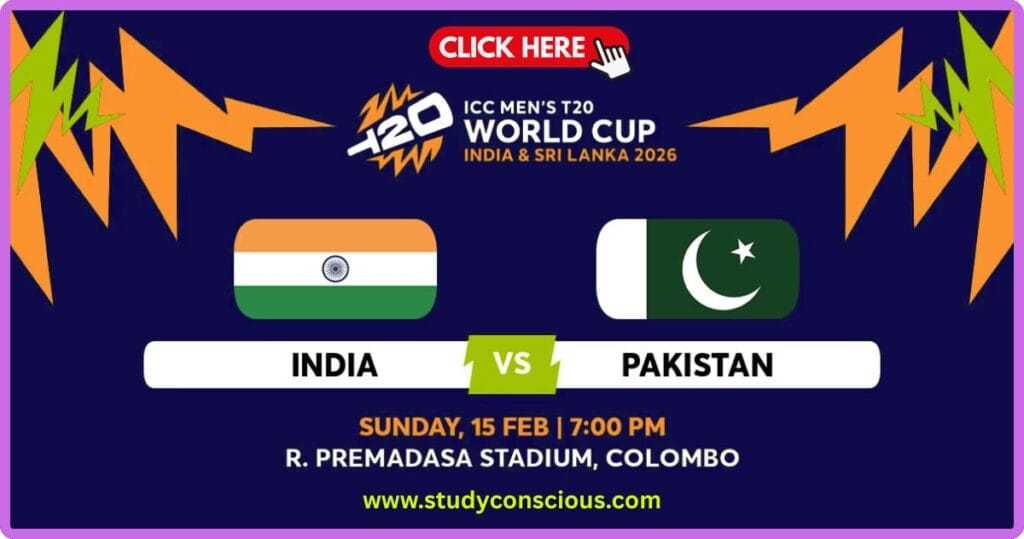 India Vs Pakistan Cricket Match Scheduled for February 15, 2026