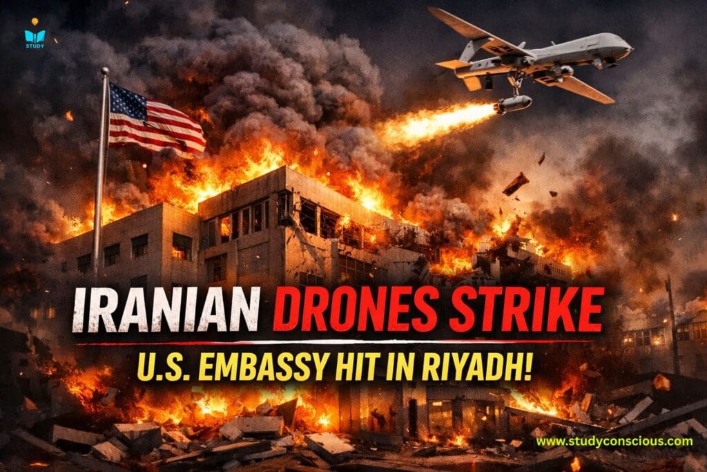 Iranian Drones Strike U.S. Embassy in Riyadh — Fire, Damage Reported